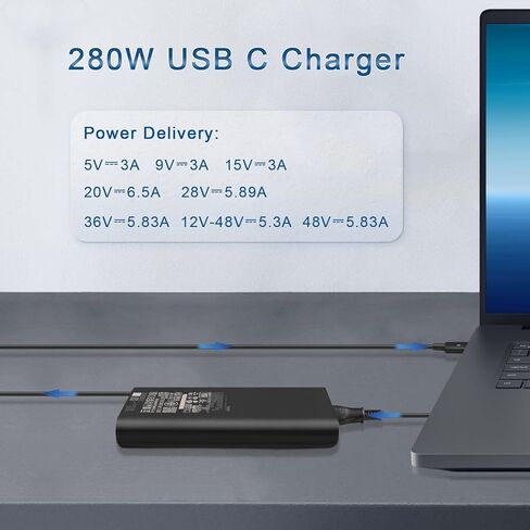 شاحن USB C 280 واط متوافق مع Dell Pro Max 18 16 Plus MB16250 MB18250 الكمبيوتر المحمول GB10 FCM1253 HA280PM240 DA280PM240 LA280PM240 Delta ADP-240KB BA محول in Saudi Arabia