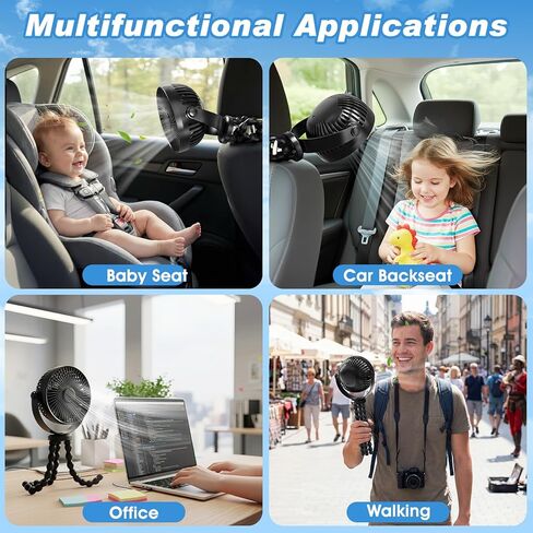 Rechargeable Car Fan for Backseat Kids, Rechargeable Car Backseat Fan for Kids Rear Facing Back Seat (Battery Operated) in Kuwait