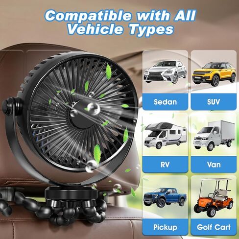 Rechargeable Car Fan for Backseat Kids, Rechargeable Car Backseat Fan for Kids Rear Facing Back Seat (Battery Operated) in Kuwait