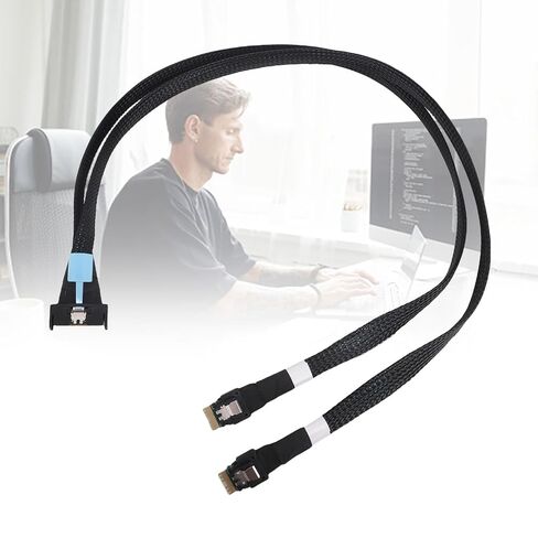 كابل ASHATA مزدوج مستقيم، كابل IO مرن عالي السرعة PCIe SFF TA 1016 74Pin إلى 2xSFF 8654 38Pin، التوصيل والتشغيل in Saudi Arabia