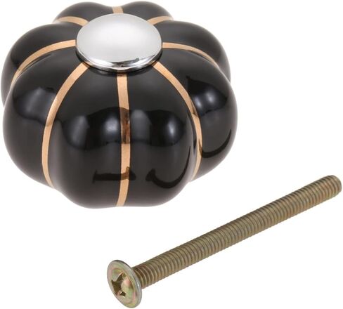 Cabinet Drawer Handle 40mm Ceramic Knob Round Shape Handle W/Screw Cute Home Decor Pull Cabinet/Cupboard/Drawer/Wardrobe Porcelain Kitchen(Black) in Saudi Arabia