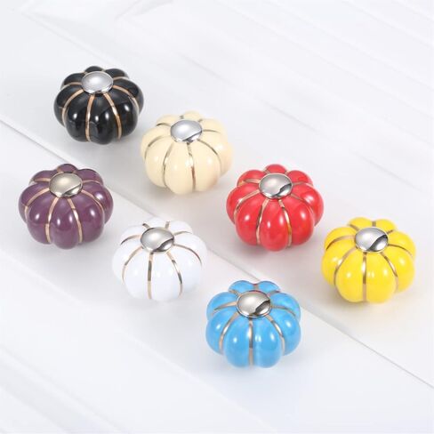 Cabinet Drawer Handle 40mm Ceramic Knob Round Shape Handle W/Screw Cute Home Decor Pull Cabinet/Cupboard/Drawer/Wardrobe Porcelain Kitchen(Black) in Saudi Arabia