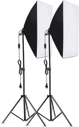 2x50x70cm Softbox Kit with 2x2M Tripod Stands - Ideal for Live Streaming and Photography in Kuwait