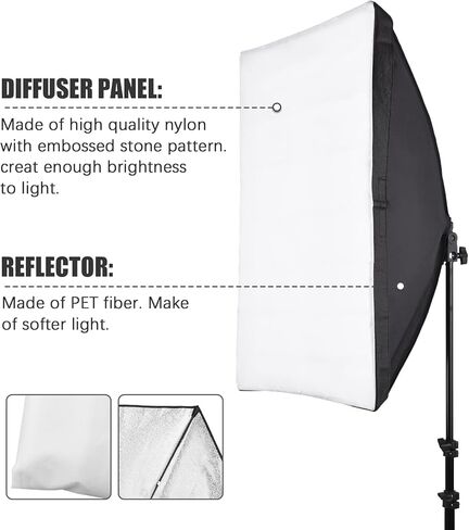2x50x70cm Softbox Kit with 2x2M Tripod Stands - Ideal for Live Streaming and Photography in Kuwait
