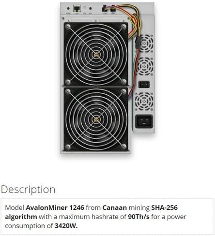 جهاز تعدين BTC مستعمل Avalon A1246 90TH/s ASIC جهاز تعدين تشفير بيتكوين SHA-256 BTC آلة تعدين مع PSU بواسطة META Space أفضل من Avalon 1166pro in Kuwait