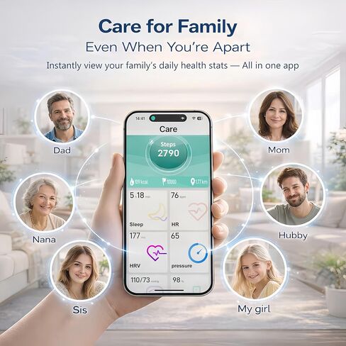 Smart Ring Health & Fitness Tracker for Men & Women, Heart Rate, SPO₂, Sleep & Activity Monitoring, IP68 Waterproof, Long Battery Life, Family Care Mode, No Subscription Fee (Gold, 7) in Kuwait