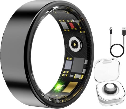 Smart Ring Health & Fitness Tracker for Men & Women, Heart Rate, SPO₂, Sleep & Activity Monitoring, IP68 Waterproof, Long Battery Life, Family Care Mode, No Subscription Fee (Gold, 7) in Kuwait