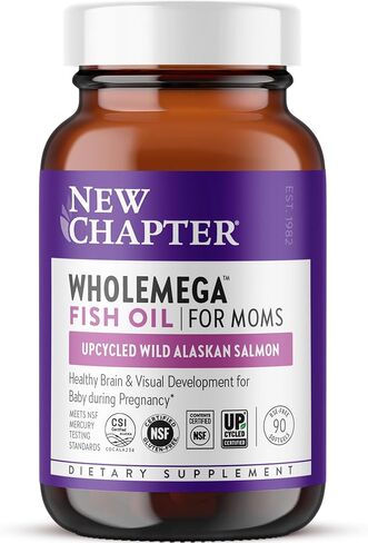 New Chapter Wholemega for Moms Fish Oil Supplement - Prenatal DHA with Omega-3 + Vitamin D3 for Prenatal & Postnatal Support - 90 ct, 500mg Softgels in Kuwait