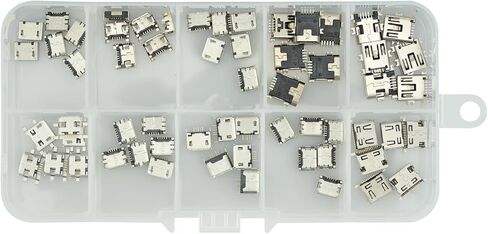 60 قطعة 10 أنواع المصغّر USB ميناء أنثى مآخذ طقم توصيل 5 دبوس جاك موصل مقبس USB لحام إصلاح استبدال التكيف in Saudi Arabia