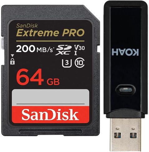 SanDisk 64GB Extreme PRO 200MB/s SDXC UHS-I Memory Card Bundle with Card Reader in Saudi Arabia