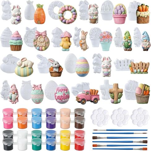 YLOLUL 24 Sets Halloween DIY Painting Kit with Unpainted Ceramic Bat Pumpkin Witch Ghost Black Cat Gnome Truck Owl for Home School Activity Party Favor Gifts Party Decor (Fall) in Saudi Arabia