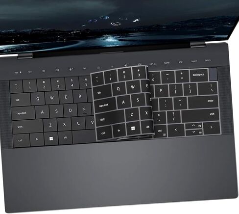 قطعتان من غطاء لوحة المفاتيح لجهاز 2025 Dell XPS 14 9440 9450 14.5 بوصة، Dell 14 Premium Laptop DA14250 14.5 بوصة، XPS 16 9640 16.3 بوصة (لا يناسب Dell XPS 13 9345 9350/XPS 13 Plus 9320/16 Premium DA16250)-أسود + شفاف in Kuwait