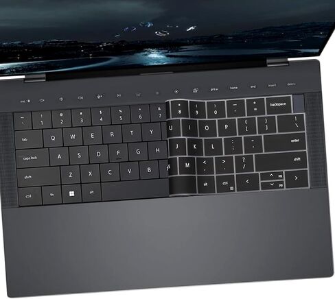قطعتان من غطاء لوحة المفاتيح لجهاز 2025 Dell XPS 14 9440 9450 14.5 بوصة، Dell 14 Premium Laptop DA14250 14.5 بوصة، XPS 16 9640 16.3 بوصة (لا يناسب Dell XPS 13 9345 9350/XPS 13 Plus 9320/16 Premium DA16250)-أسود + شفاف in Kuwait