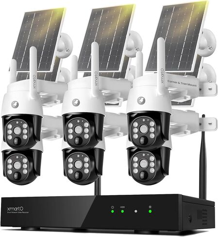 xmartO Virtual Bundle: 10CH 4K Dual WiFi6 NVR + 6x4MP QHD Solar PTZ Cameras, Automotive-Grade Battery All-Weather-Charge, 5G 1300ft Long Range H.265+, Outdoor/Indoor Wire-Free, Wall/Tree/Pole/Ceiling in Saudi Arabia