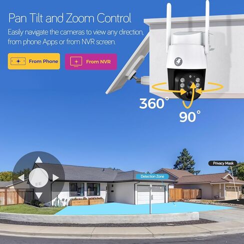 xmartO Virtual Bundle: 10CH 4K Dual WiFi6 NVR + 6x4MP QHD Solar PTZ Cameras, Automotive-Grade Battery All-Weather-Charge, 5G 1300ft Long Range H.265+, Outdoor/Indoor Wire-Free, Wall/Tree/Pole/Ceiling in Saudi Arabia