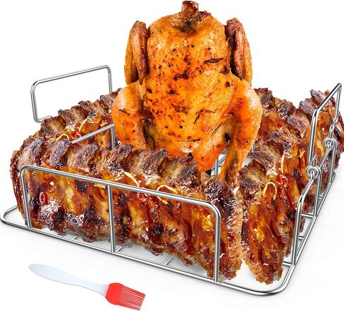 RUSFOL Beercan Chicken Rack, Stainless Steel Chicken Stand for Smoker and Grill in Kuwait