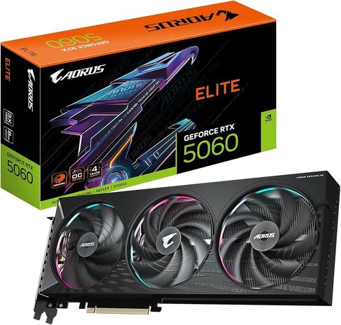 Gigabyte Aorus GeForce RTX 5060 Elite 8G Graphics Card - 8GB GDDR7, 128bit, PCI-E 5.0, 2722 MHz Core Clock, 3 x DisplayPort, 1 x HDMI, GV-N5060AORUS E-8GD in Saudi Arabia