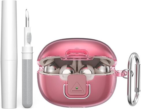غطاء حماية مزدوج لسماعات الرأس SHOKZ OpenDots ONE-Ear مع سلسلة مفاتيح ومجموعة أقلام تنظيف، حافظة واقية شفافة مقاومة للصدمات من مادة TPU لحقيبة شحن سماعات الأذن SHOKZ OpenDots ONE (وردي شفاف) in Kuwait