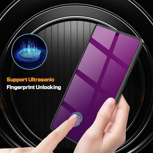 2 Pack for Samsung Galaxy S25 Ultra 6.86" Privacy Screen Protector Tempered Glass Film Purple Gradient Anti-spy Anti-Blue Light Ultrasonic Fingerprint Support Easy Installation in Saudi Arabia