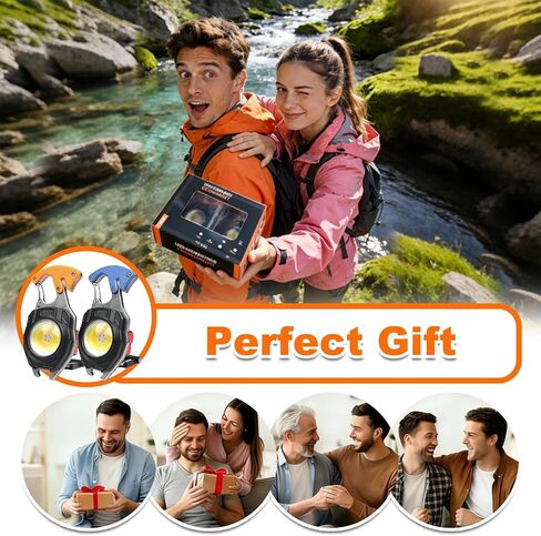 COB Keychain Work Light Flashlight - قابلة لإعادة الشحن متعددة الأدوات للتخييم النار كاتب 7 أوضاع 1600 لومن لمعدات التنزه سيرًا على الأقدام في حالات الطوارئ، كلاب المشي EDC للرجال، المتحمسين في الهواء الطلق (عبوتان) in Kuwait