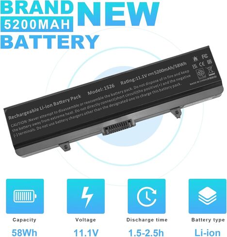 يتوهم شراء بطارية كمبيوتر محمول GP952 جديدة لجهاز Dell Inspiron 1525 1526 1545 بطارية ليثيوم أيون ذات 6 خلايا 58WH - GP952 in Kuwait