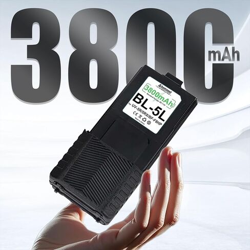 بطارية أبوماكسل BL-5L ممتدة لأجهزة الاتصال اللاسلكي، حزمة بطارية ليثيوم أيون بوليمر 3800 مللي أمبير في الساعة 7.4 فولت، شحن من النوع C، متوافقة مع سلسلة UV-5R UV-5RX BF-F8HP in Kuwait