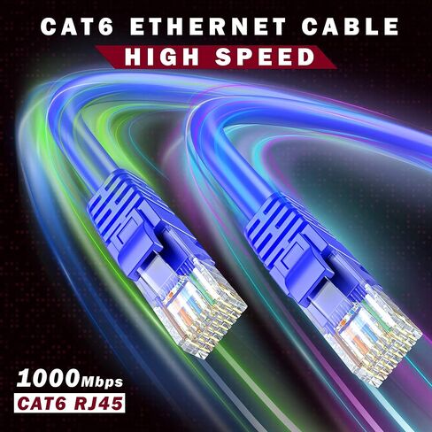 كابل Maximm Cat 6 Ethernet بطول 10 أقدام، نحاس نقي 100%، كابل Cat6 (24 حزمة) كابل LAN، كابل الإنترنت، كابل التصحيح وكابل الشبكة - UTP (أزرق) 10 أقدام in Saudi Arabia