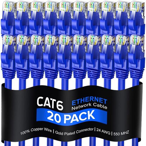 كابل Maximm Cat 6 Ethernet بطول 10 أقدام، نحاس نقي 100%، كابل Cat6 (24 حزمة) كابل LAN، كابل الإنترنت، كابل التصحيح وكابل الشبكة - UTP (أزرق) 10 أقدام in Saudi Arabia