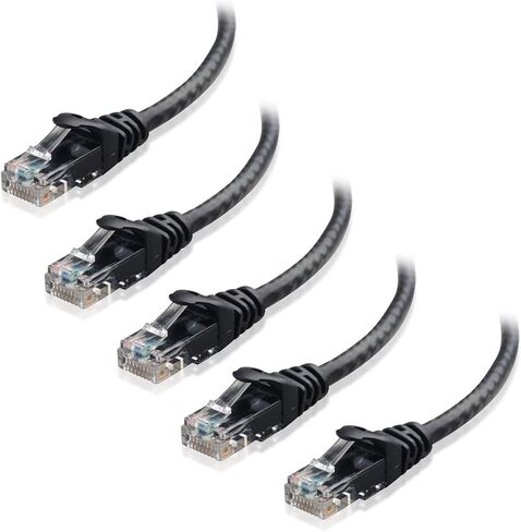 كابل ماترز - حزمة واحدة من كابل إيثرنت Cat6 طويل بدون متاعب بطول 50 قدم (كابل Cat6، كابل Cat 6) باللون الأسود و5 حزم كابل إيثرنت قصير Cat6 بطول 5 أقدام in Kuwait