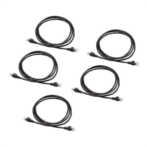 كابل ماترز - حزمة واحدة من كابل إيثرنت Cat6 طويل بدون متاعب بطول 50 قدم (كابل Cat6، كابل Cat 6) باللون الأسود و5 حزم كابل إيثرنت قصير Cat6 بطول 5 أقدام in Kuwait