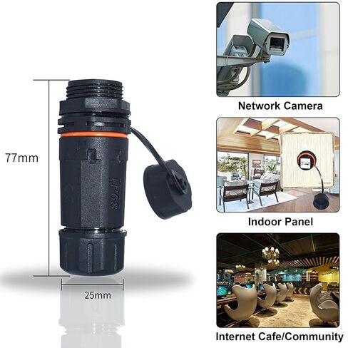 SYSTON مقاوم للماء RJ45 مقرنة IP68، إيثرنت أنثى إلى أنثى مقرنة لتوسيع CAT6 / CAT5 8P8C شبكة LAN كابل، موصل سلك مقاوم للطقس للاستخدام الداخلي / الخارجي محول موسع PoE (2 حزمة) in Kuwait
