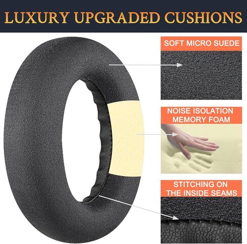 SOULWIT Micro Suede Replacement Earpads for Bose 700 (NC700) Wireless Headphones, Ear Pads Cushions with High-Density Noise Cancelling Foam, Added Thickness - Black in Saudi Arabia