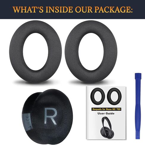 SOULWIT Micro Suede Replacement Earpads for Bose 700 (NC700) Wireless Headphones, Ear Pads Cushions with High-Density Noise Cancelling Foam, Added Thickness - Black in Saudi Arabia