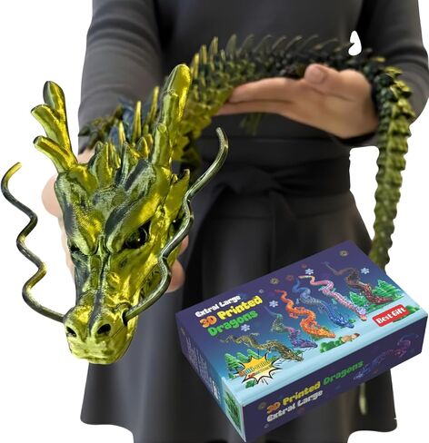 35.4in Large 3D Printed Dragon Toy with Flexible Joints - Articulated Dragon Action Figure for Play or Desk Decor Display, Gift Box - Unique Gift for Kids & Stress Relief Toys Adults (Laser Purple) in Saudi Arabia