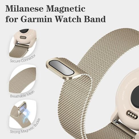 22mm Metal Magnetic Compatible with Garmin Venu 3 Watch Band 45mm/Venu 4 45mm/Venu 2/Vivoactive 4, Quick Release Stainless Steel Mesh Strap for Forerunner 570-47mm/265/255 Women Men in Saudi Arabia