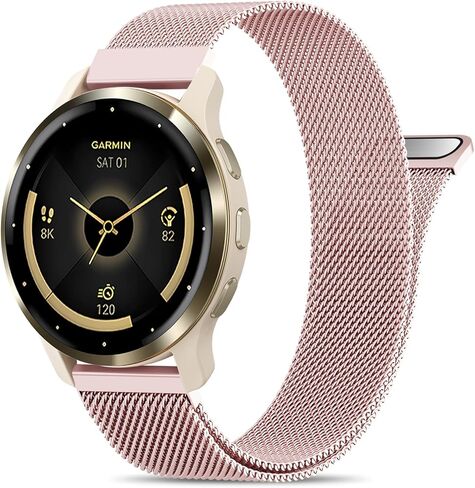 22mm Metal Magnetic Compatible with Garmin Venu 3 Watch Band 45mm/Venu 4 45mm/Venu 2/Vivoactive 4, Quick Release Stainless Steel Mesh Strap for Forerunner 570-47mm/265/255 Women Men in Saudi Arabia