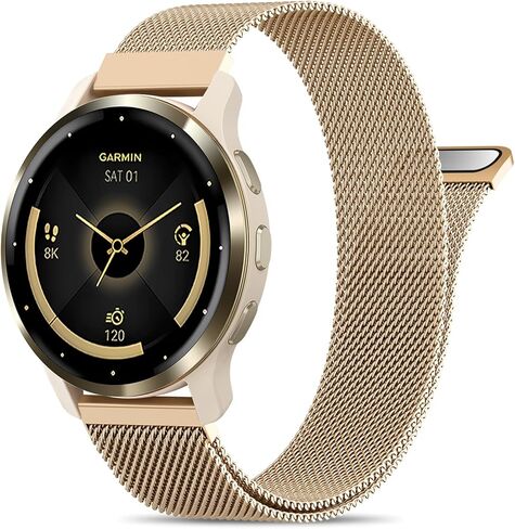 22mm Metal Magnetic Compatible with Garmin Venu 3 Watch Band 45mm/Venu 4 45mm/Venu 2/Vivoactive 4, Quick Release Stainless Steel Mesh Strap for Forerunner 570-47mm/265/255 Women Men in Saudi Arabia