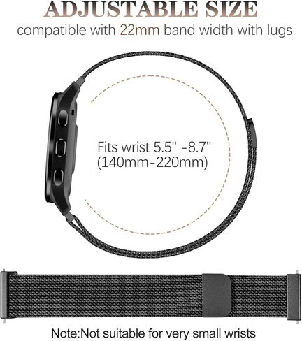 22mm Metal Magnetic Compatible with Garmin Venu 3 Watch Band 45mm/Venu 4 45mm/Venu 2/Vivoactive 4, Quick Release Stainless Steel Mesh Strap for Forerunner 570-47mm/265/255 Women Men in Saudi Arabia
