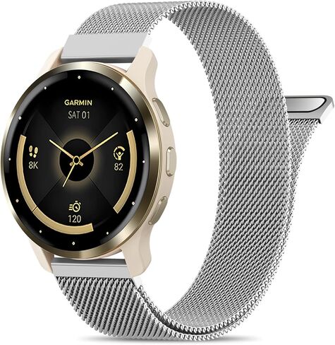 22mm Metal Magnetic Compatible with Garmin Venu 3 Watch Band 45mm/Venu 4 45mm/Venu 2/Vivoactive 4, Quick Release Stainless Steel Mesh Strap for Forerunner 570-47mm/265/255 Women Men in Saudi Arabia