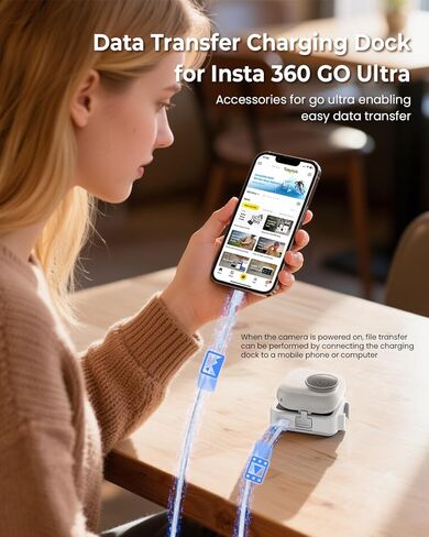 قاعدة شحن قابلة لإعادة الشحن مع بطارية مدمجة بقدرة 500 مللي أمبير في الساعة لمحطة شحن Insta360 GO Ultra لملحقات GO Ultra سريعة التحرير - أبيض in Kuwait