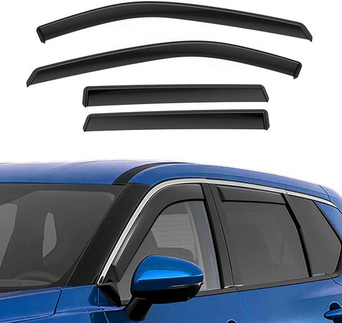 واقيات المطر المتوافقة مع Ford F150 SuperCrew 2015-2025، واقي المطر للنوافذ الجانبية المتينة داخل القناة، منحرفات الرياح، 2024 F150 Crew Cab منحرفات نافذة الكابينة - 4 قطع in Kuwait