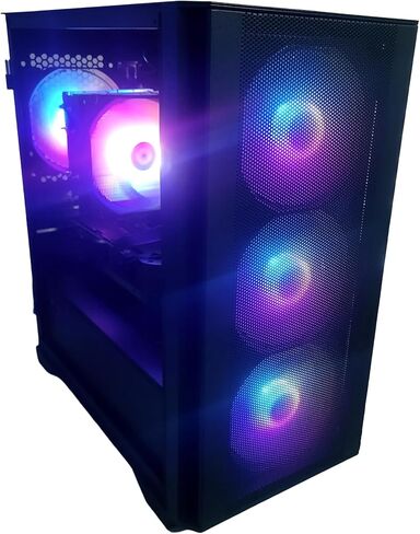 كمبيوتر مكتبي للألعاب عام مع Nvidia Geforce RTX 4060 Ti 16GB 8-Core AMD RYZEN CPU 4.6Ghz Turbo 32GB RAM 1TB محرك تخزين الحالة الصلبة SSD NVME M2 التوصيل والتشغيل Windows 11 Professional، أسود in Kuwait