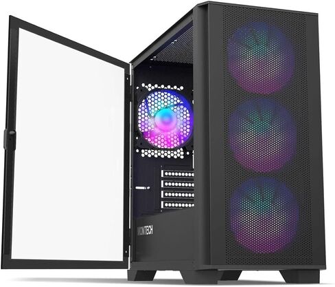 كمبيوتر مكتبي للألعاب عام مع Nvidia Geforce RTX 4060 Ti 16GB 8-Core AMD RYZEN CPU 4.6Ghz Turbo 32GB RAM 1TB محرك تخزين الحالة الصلبة SSD NVME M2 التوصيل والتشغيل Windows 11 Professional، أسود in Kuwait