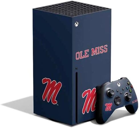 غلاف Skinit المخصص للألعاب المتوافق مع حزمة Xbox Series X - تصميم مرخص رسميًا من جامعة ميسيسيبي Ole Miss Blue in Kuwait