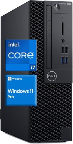 كمبيوتر مكتبي Dell OptiPlex 3060 SFF، Intel Core i7-8700 3.2 جيجا هرتز، ذاكرة وصول عشوائي 16 جيجا، 512 جيجا SSD، لوحة مفاتيح وماوس، HDMI، WiFi، BT، OptiPlex Desktop Windows 11 Pro (متجدد) in Kuwait