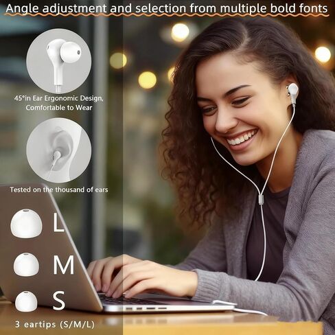 USB C Headphones Compatible with MacBook Pro Air Surface Microsoft HP Lenovo Dell Asus Acer Laptop, Wired Earbuds USB C Stereo Headphones with Noise Canceling Microphone in Saudi Arabia