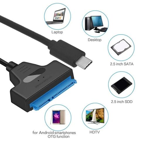 كابل محول SATA إلى USB 3.1 نوع C يدعم UASP سلك محول القرص الصلب بسرعة 6 جيجابت في الثانية لـ 2.5 بوصة HD D SSD، وكابل SATA بسرعة 6 جيجابت في الثانية إلى النوع C، ومحول مدعوم UASP in Kuwait