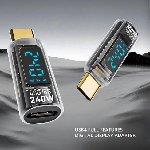 BAFOVY USB C Adapter Power Meter Tester PD 240W, 8K 60Hz 40Gbps Transfer, Supports Bidirectional Screen Projection. Type C Male to Female Adapter, Real Time Display, Wide in Saudi Arabia