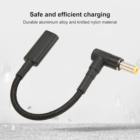 USB C to DC 5.5mm x 2.5mm, 100W USB C to DC 5.5mm x 2.5mm Power Cord, USB Type C Female to Male Adapter for Laptop, USB C to DC 5.5x2.5mm Adapter, Aluminium Alloy and Knitted Nylon in Kuwait