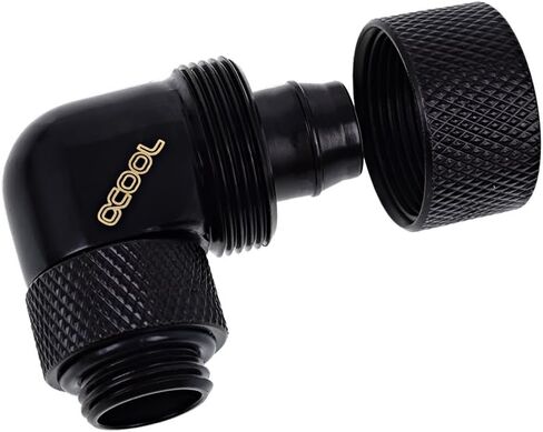 Alphacool Eiszapfen 3/8" ID x 5/8" OD G1/4 90° Rotatable Compression Fitting - Black (17236) in Saudi Arabia
